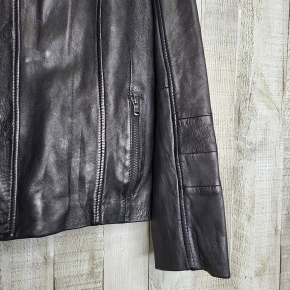 Women's Black Lamb Leather Jacket. Size Medium. Carbon2Cobalt - Picture 4 of 16